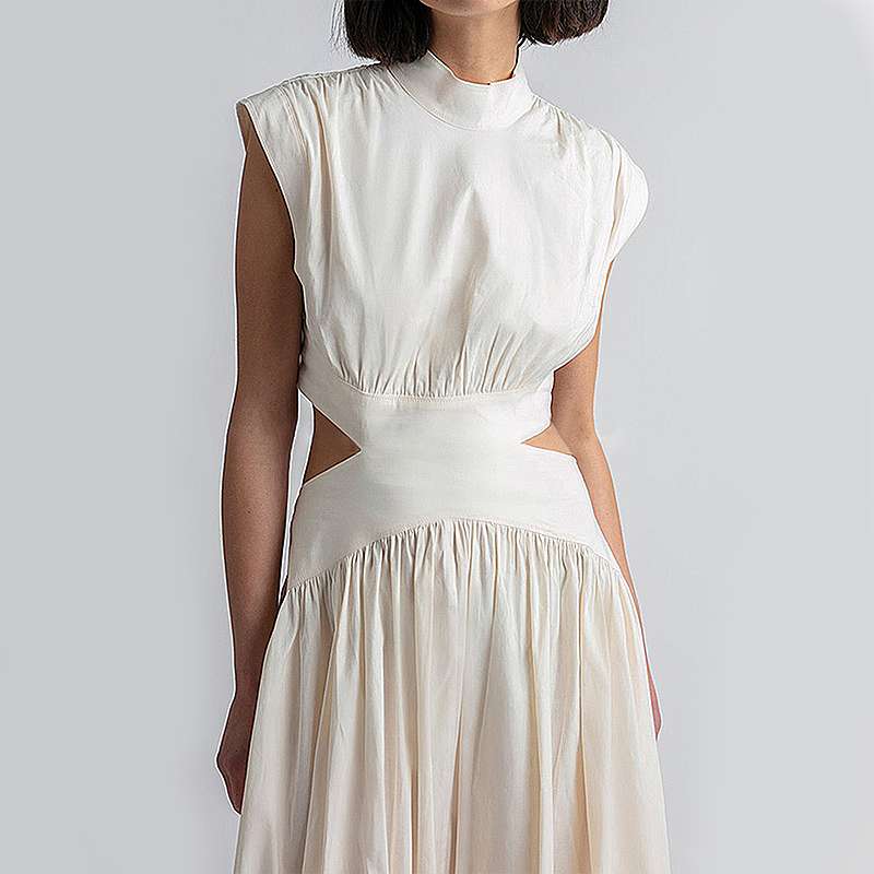 モード系ファッション エレガントカットアウトマキシドレス