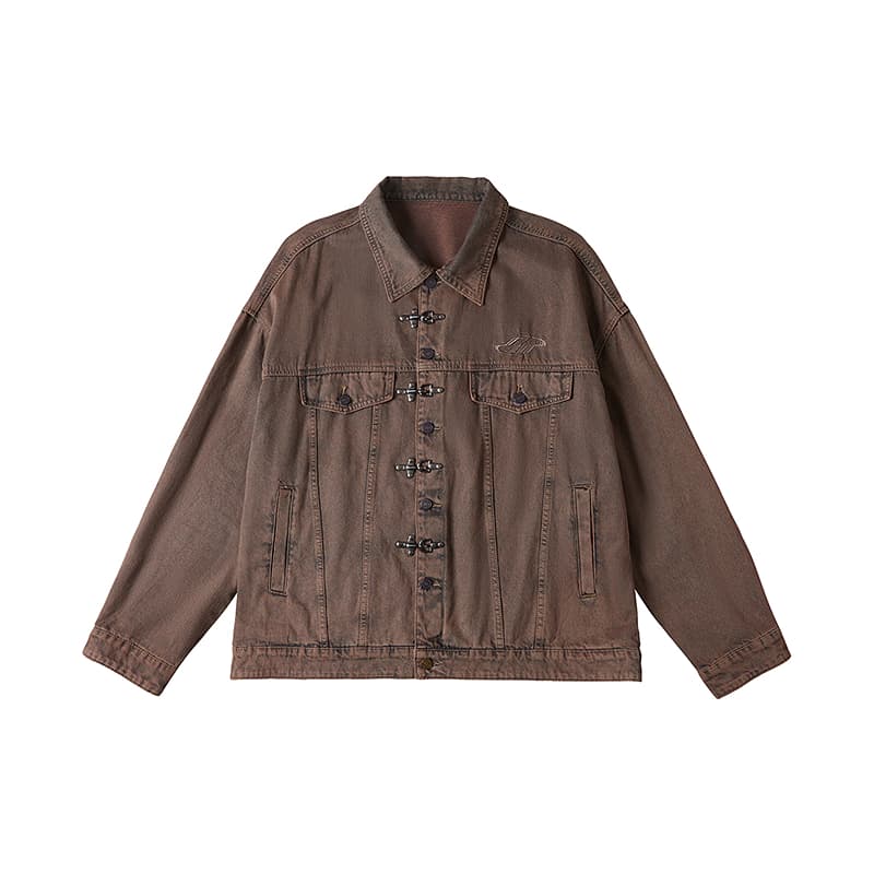 モード系ファッション春秋アウター チャイナデザイン デニムジャケット おしゃれ 大きいサイズ XL～6XL