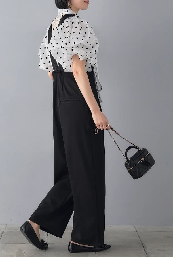 モードファッション ドット柄シースルーブラウス – モードな甘さをプラス