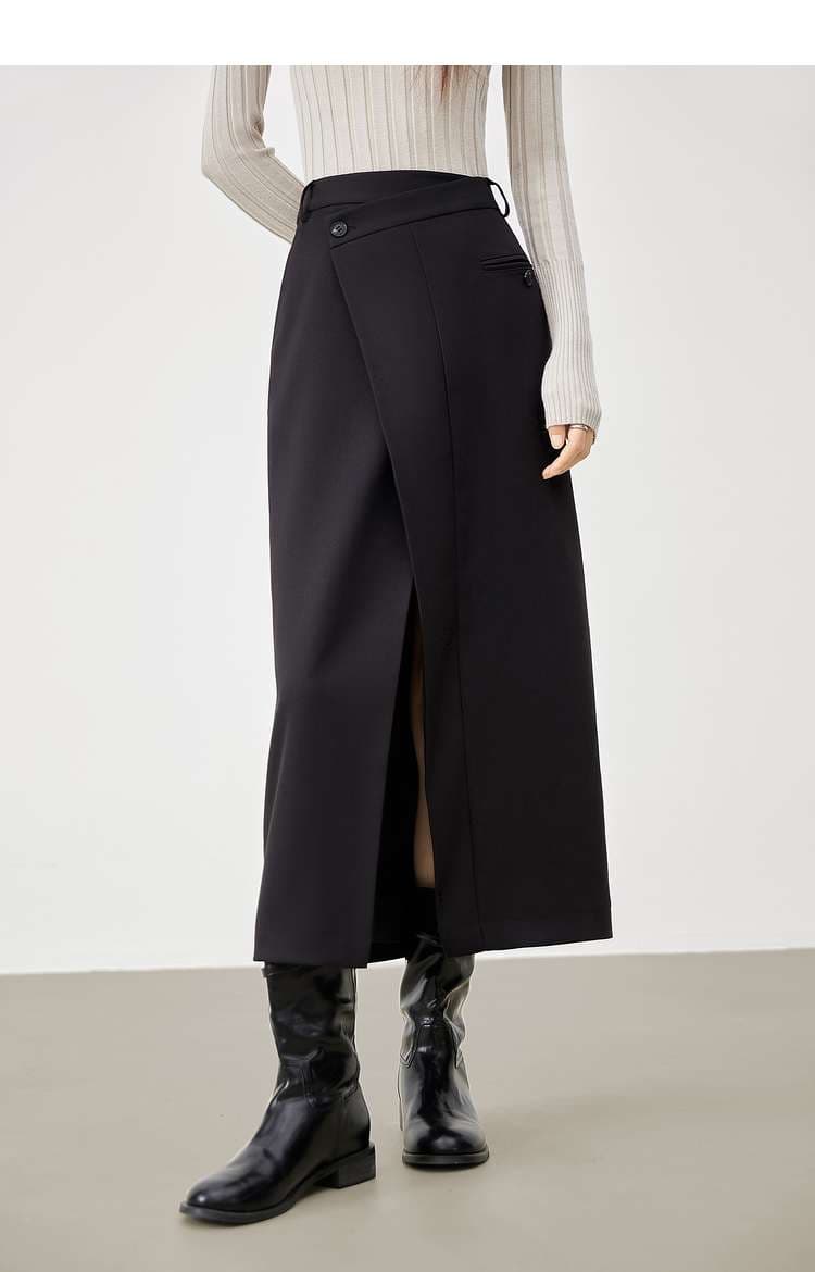 モード系ファッション ラップデザイン ロングスカート