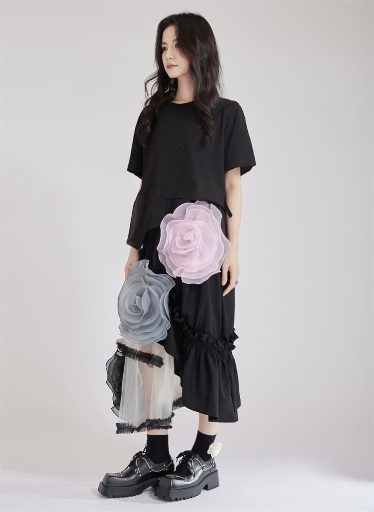 モード系 高見えアシンメトリーデザインTシャツ｜骨格ストレートも着映え｜オフィスカジュアルにも