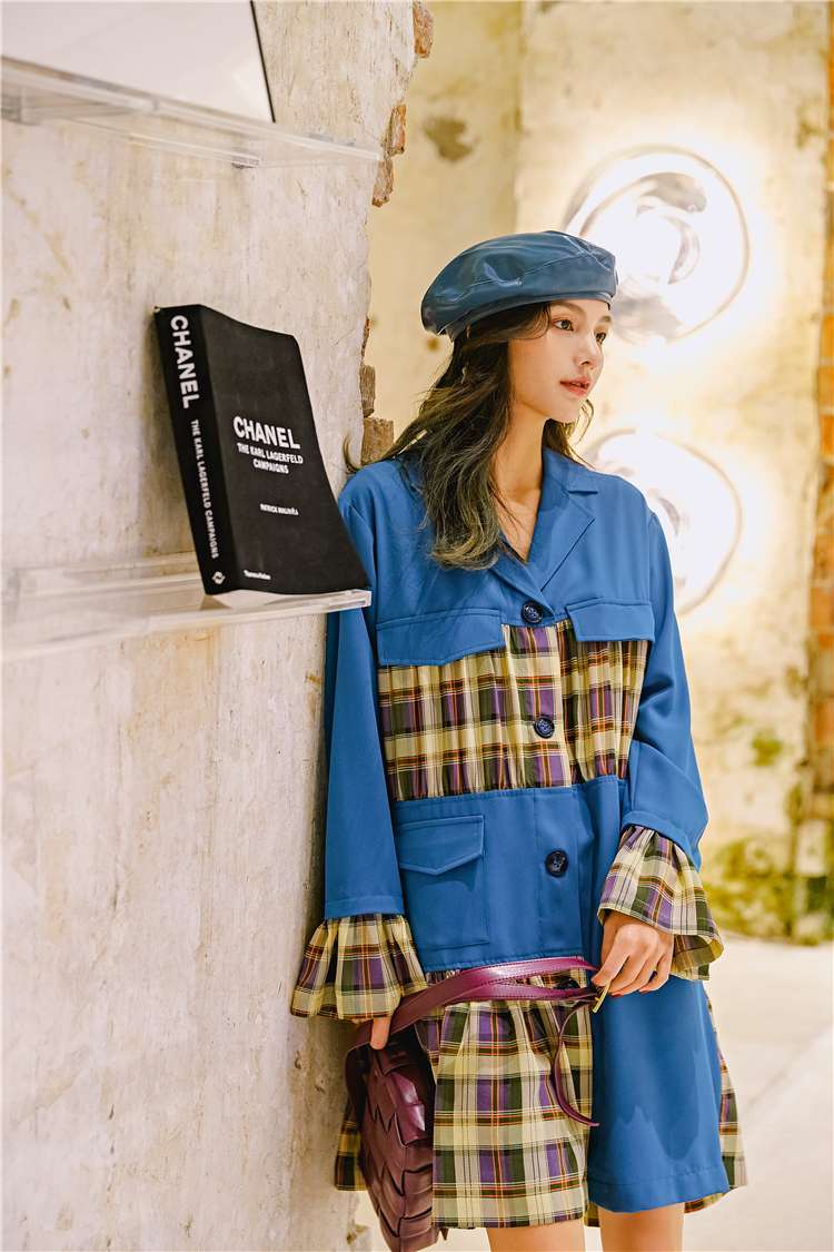 モード系ファッション エクレクティックブルーコートドレス