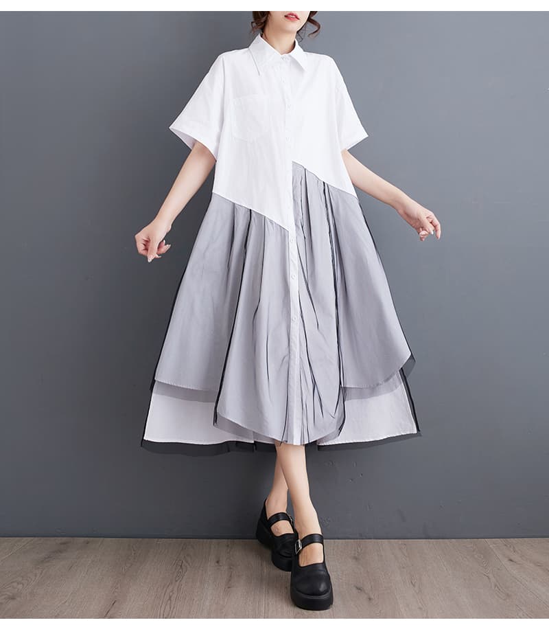 モード系 他と差がつく！アシメ切替バイカラーワンピ｜春夏の主役プチプラワンピース