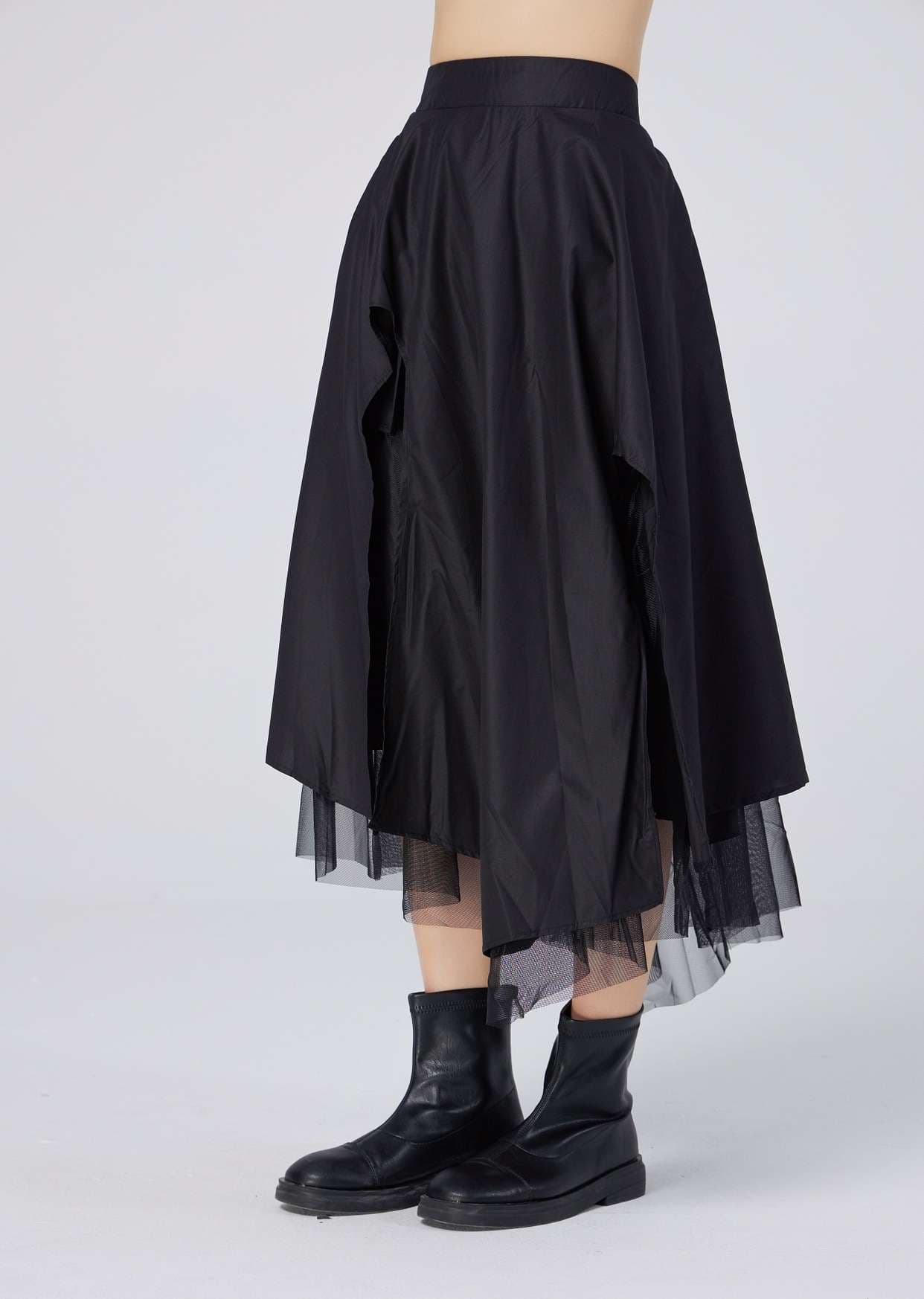 モード系ファッション アシンメトリーチュールレイヤードスカート