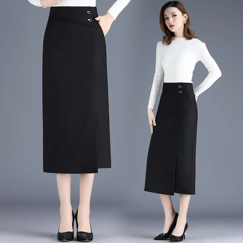 モード系ファッション エレガントなロングタイトスカート ストレッチ素材 仕事着からデート服まで幅広く活躍
