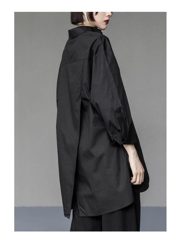 モード系ファッションング限定返礼品】  ユニセックス ロングシャツブラウス（白）