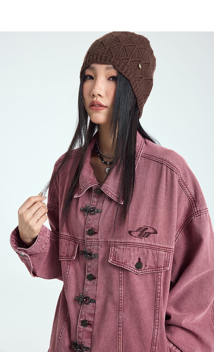 モード系ファッション春秋アウター チャイナデザイン デニムジャケット おしゃれ 大きいサイズ XL～6XL