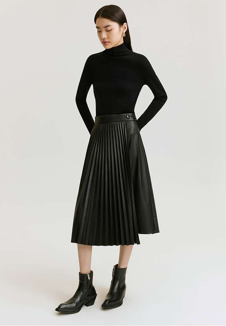 モード系ファッション プリーツデザインミディアムスカート