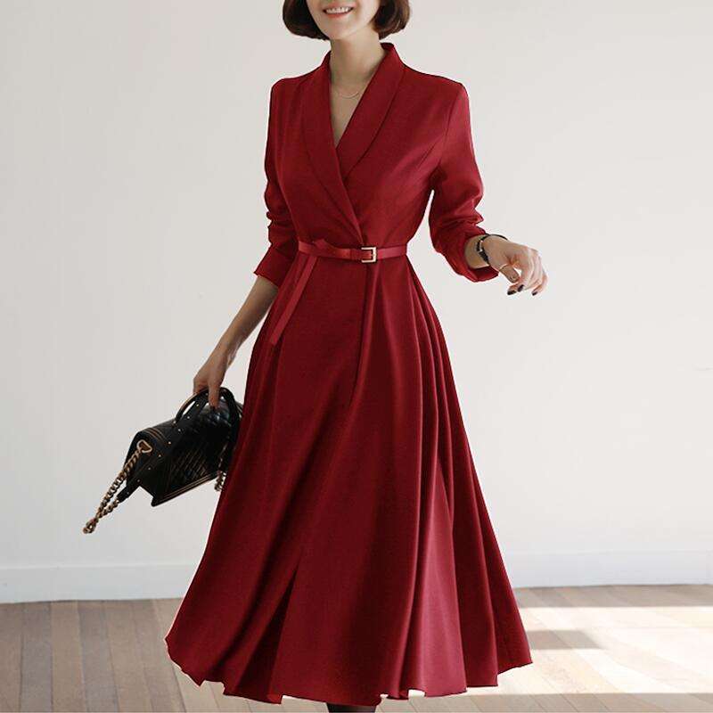 モード系ファッション エレガントなラップデザインワンピース