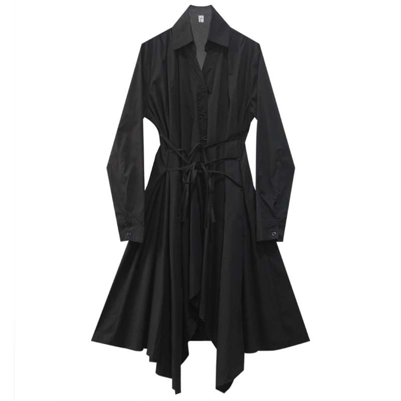 モード系ファッション ドレープシルエット マキシ丈コートワンピース