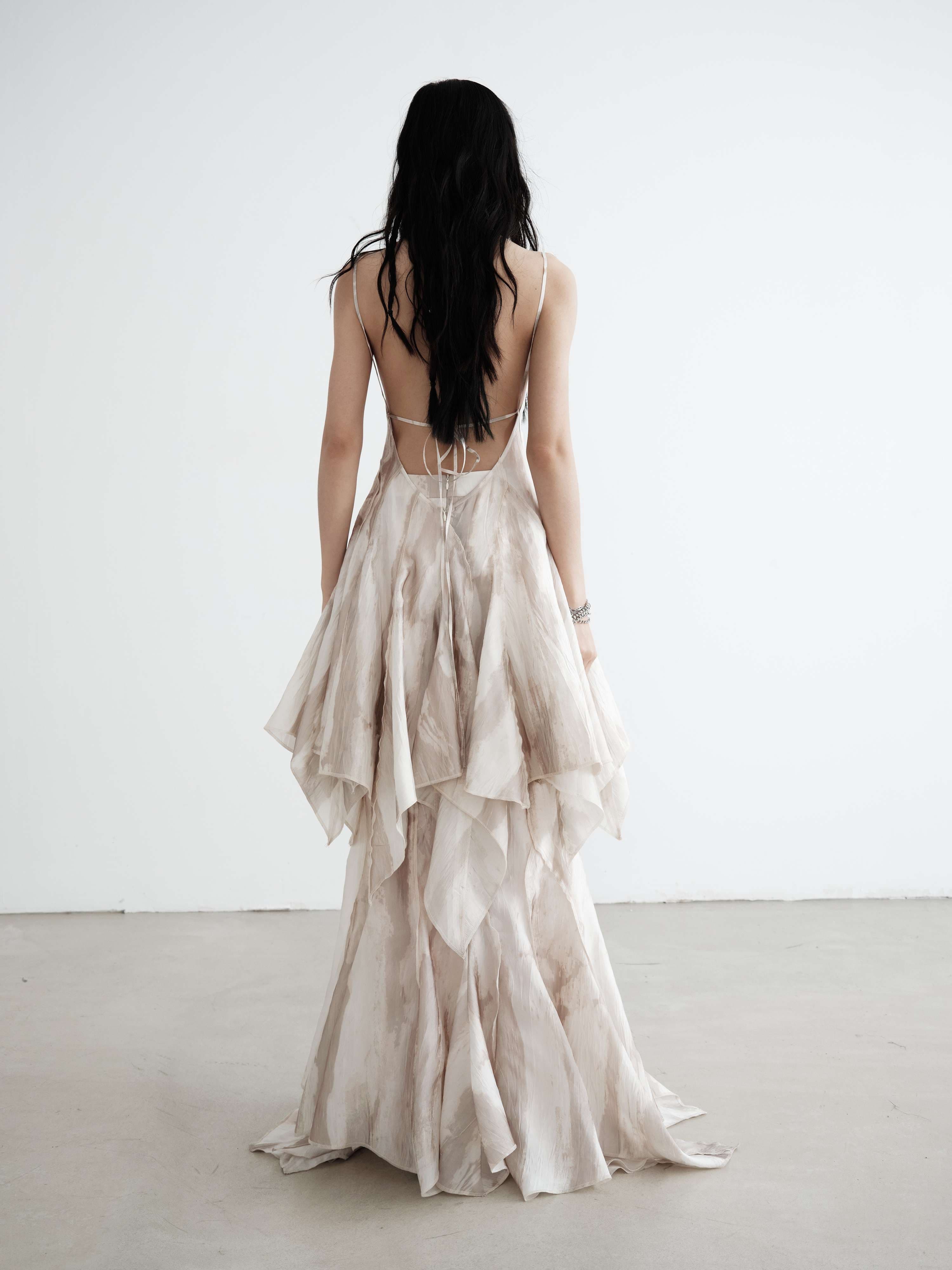 モード系ファッション エアリーシルエット フェアリー マキシドレス　パーティードレス