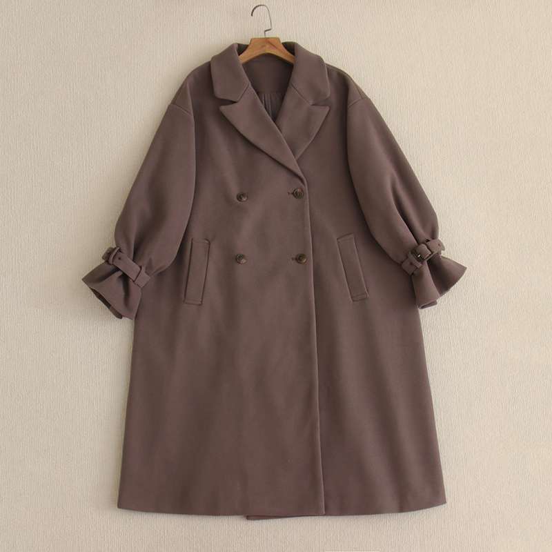 モード系ファッション フレア袖ダブルブレストトレンチコート