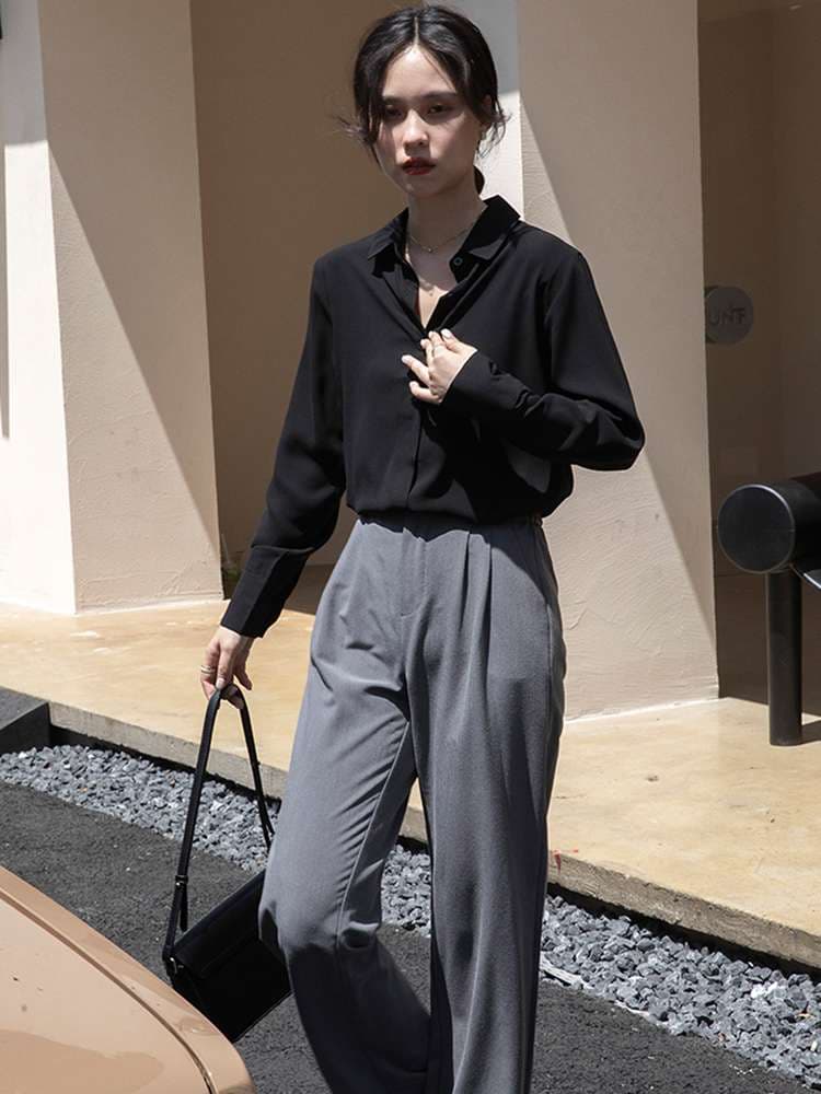 モード系ファッション エレガントなゆったりシルエットシャツ