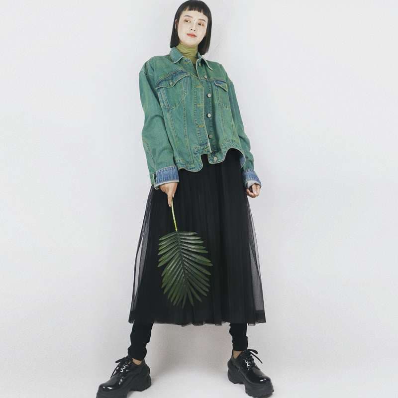 モード系ファッション エコシックなチュールレイヤードドレス