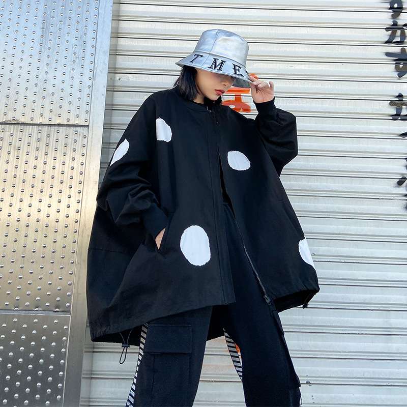 モード系ファッション ポルカドットオーバーサイズジャケット