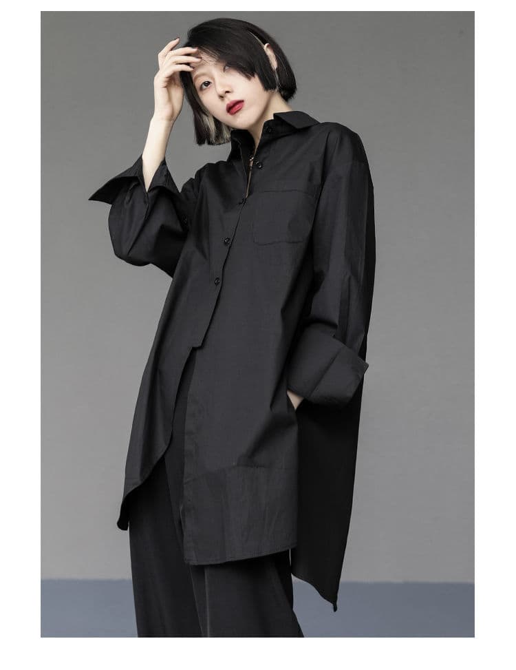 モード系ファッションング限定返礼品】  ユニセックス ロングシャツブラウス（白）