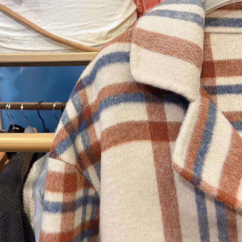 モード系ファッション チェック柄オーバーサイズウールコート