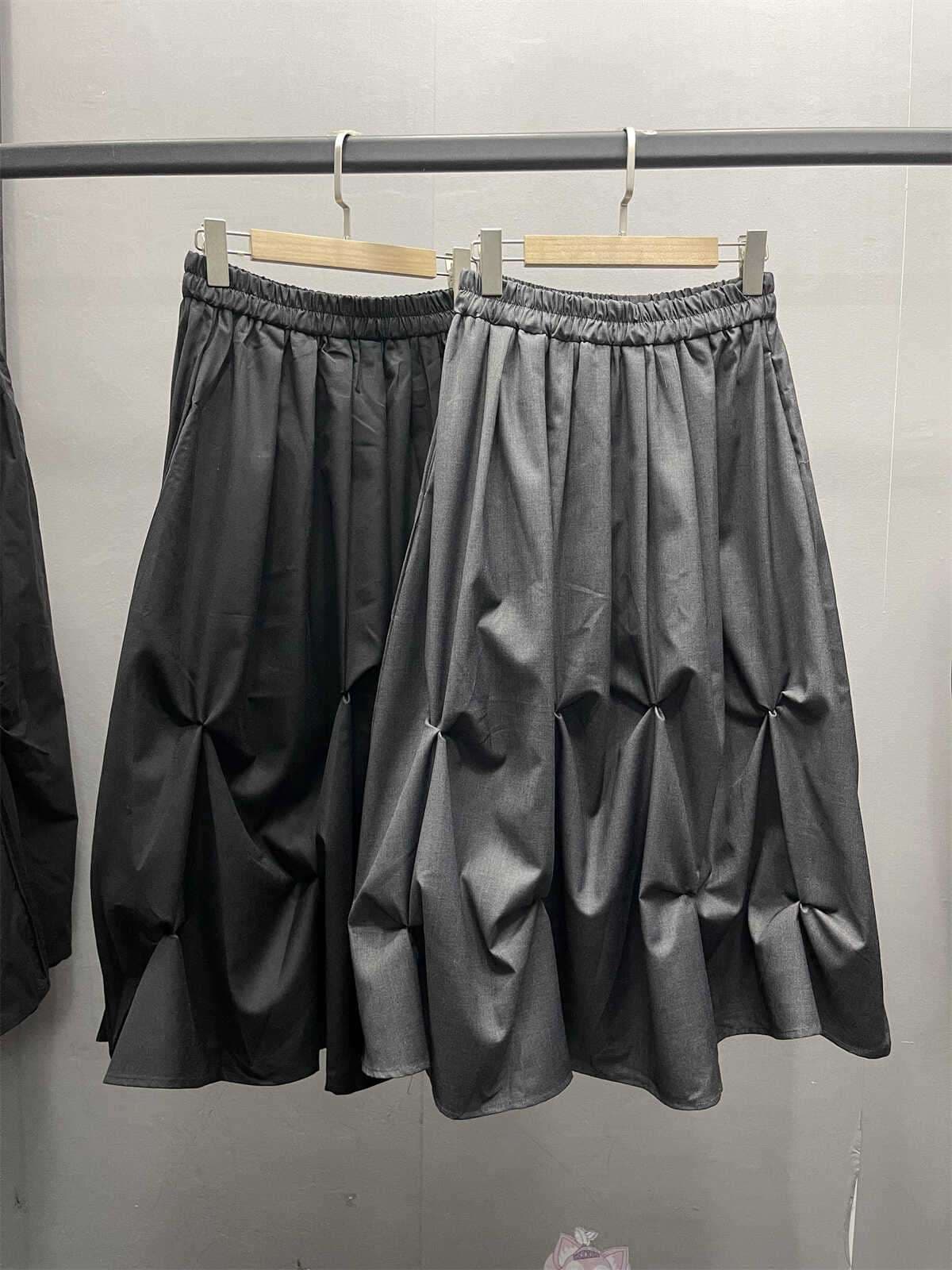 モード系ファッション モダンプリーツギャザースカート