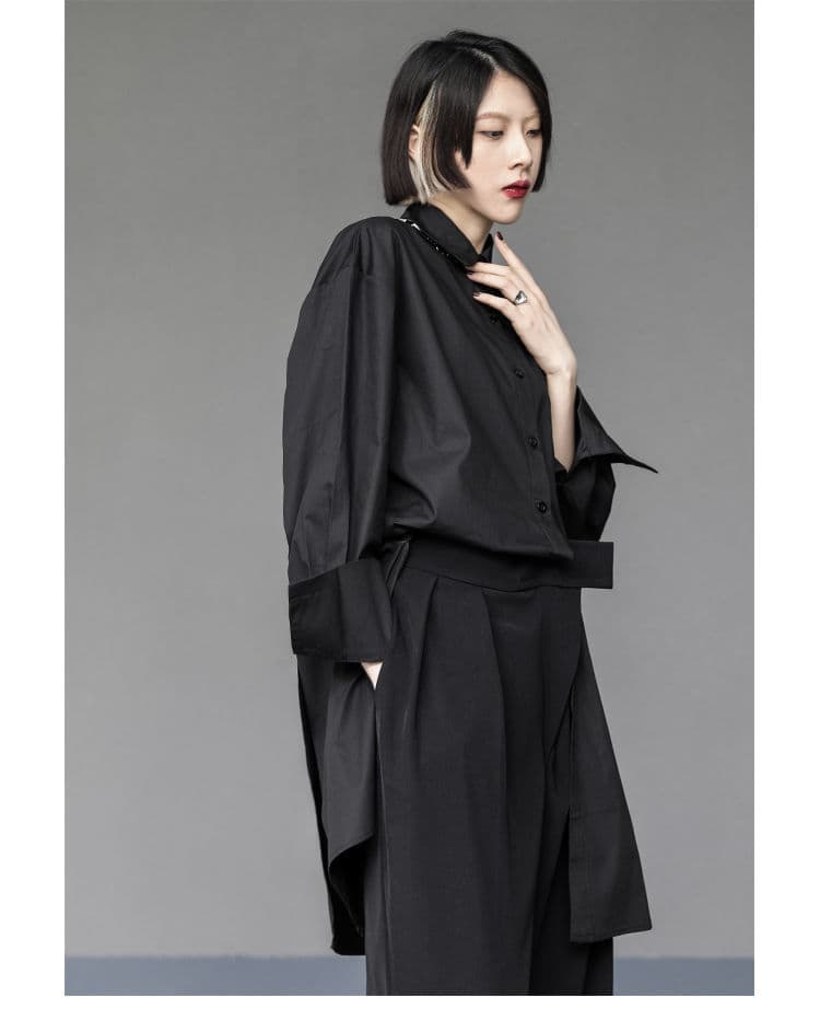 モード系ファッションング限定返礼品】  ユニセックス ロングシャツブラウス（白）