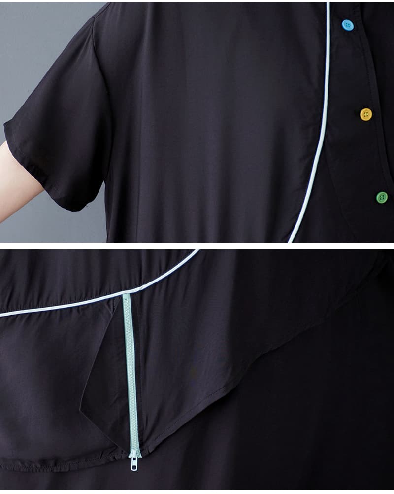 モード系ファッション レディース アシンメトリーデザインが光るモードなワンピース｜ゆったり体型カバー×着映えフォルム