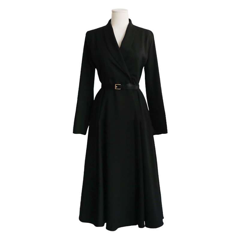 モード系ファッション エレガントなラップデザインワンピース