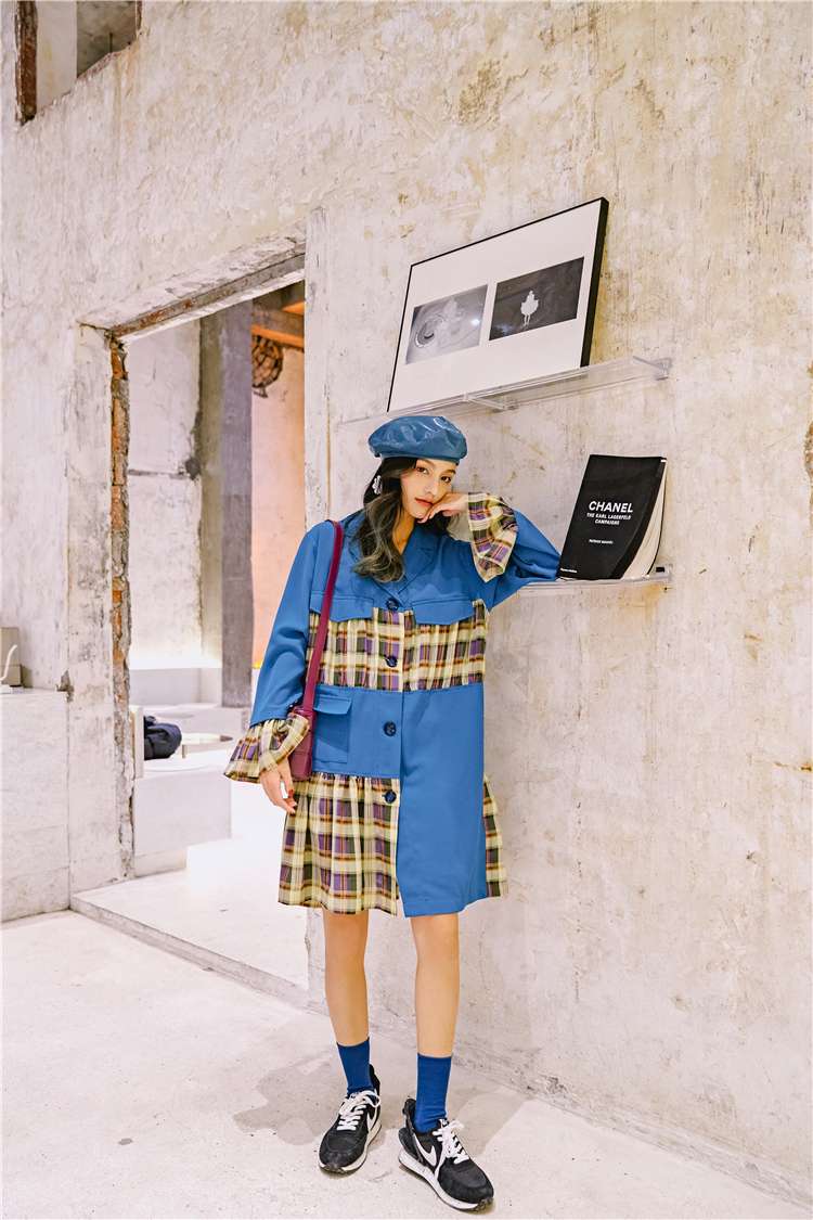 モード系ファッション エクレクティックブルーコートドレス