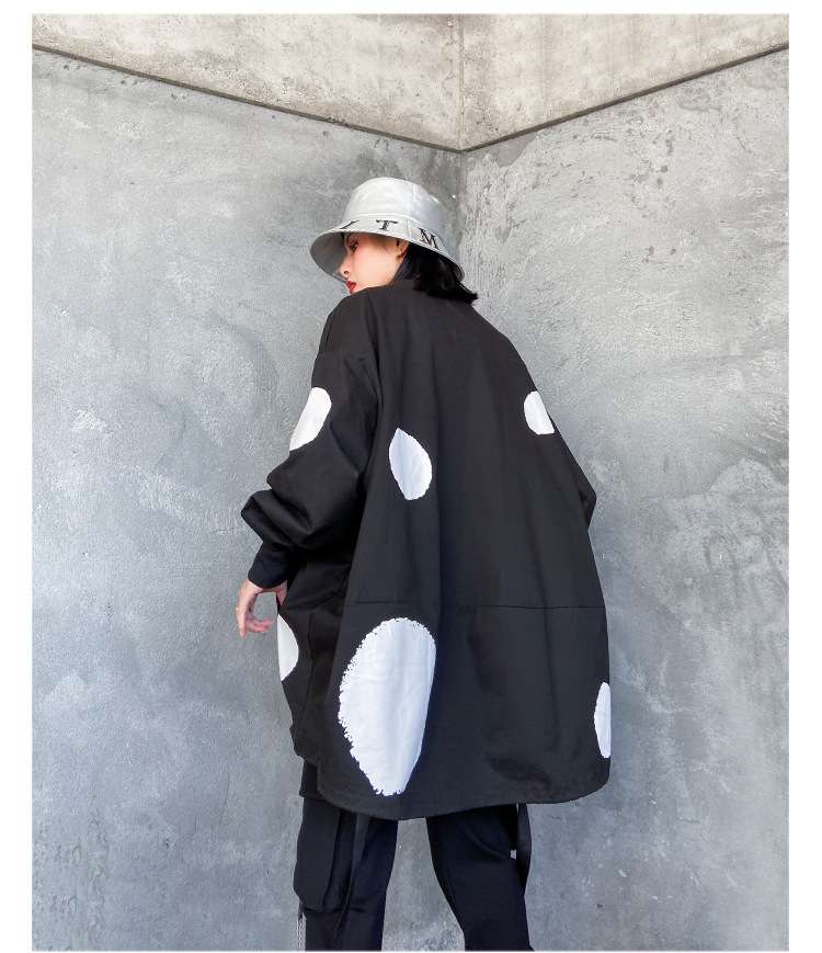 モード系ファッション ポルカドットオーバーサイズジャケット