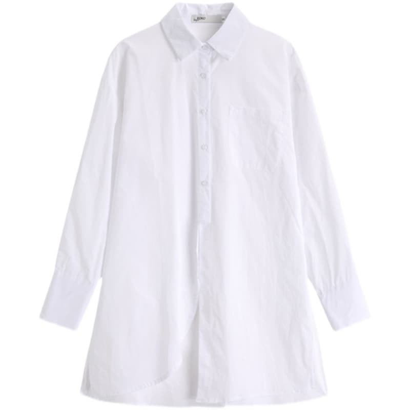 モード系ファッションング限定返礼品】  ユニセックス ロングシャツブラウス（白）