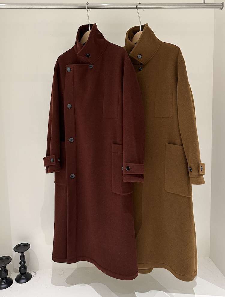 モード系ファッション オーバーサイズハイネックロングコート