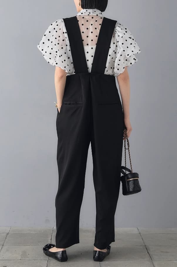 モードファッション ドット柄シースルーブラウス – モードな甘さをプラス