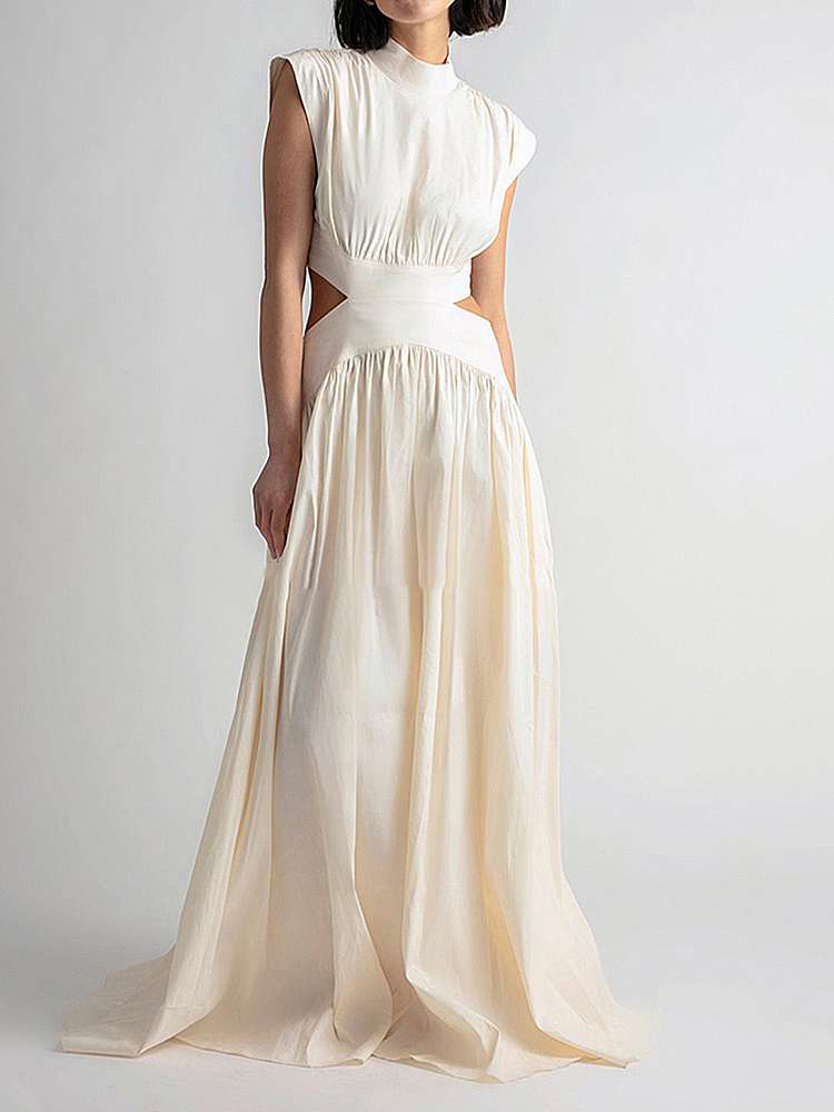 モード系ファッション エレガントカットアウトマキシドレス