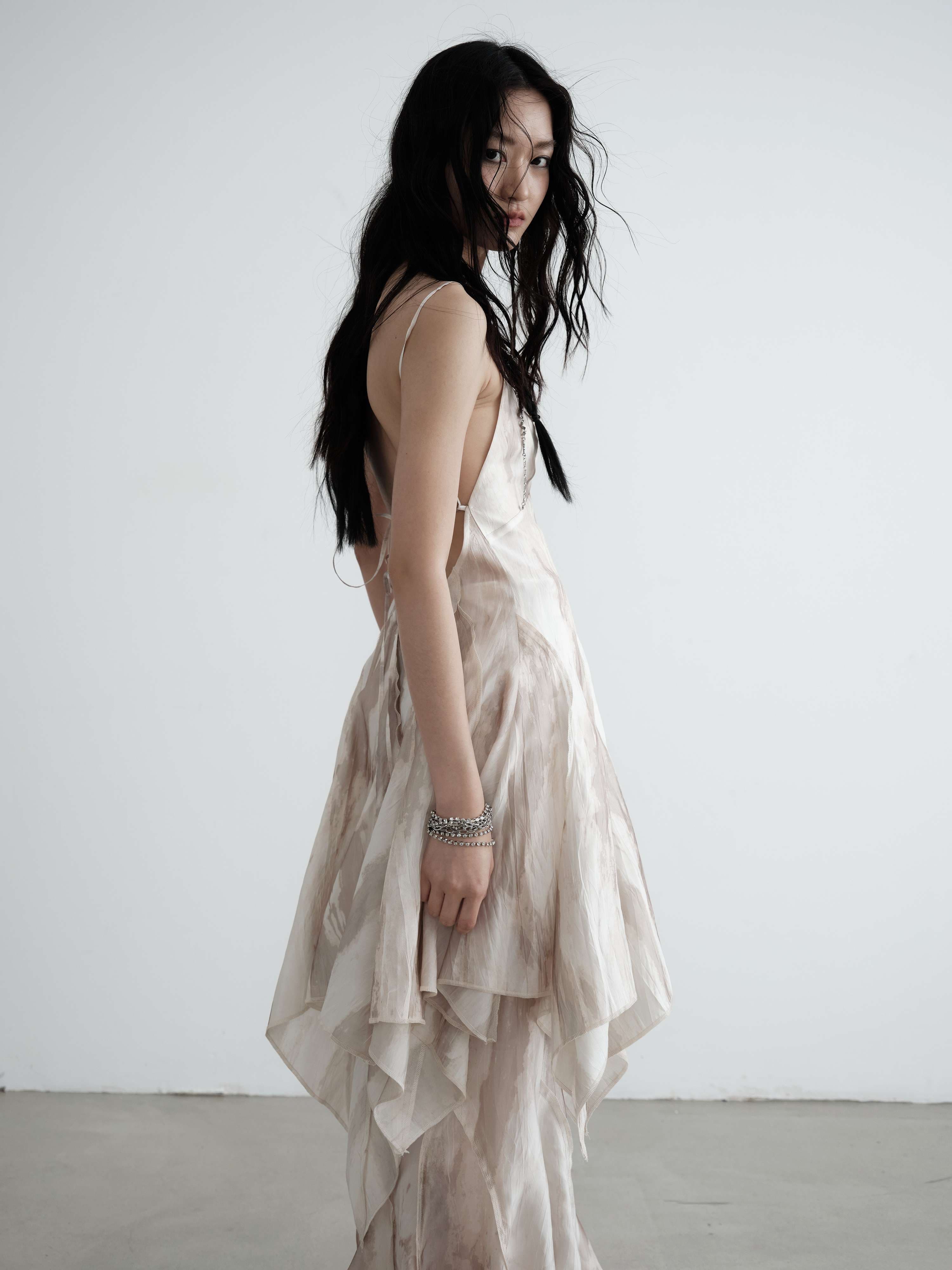 モード系ファッション エアリーシルエット フェアリー マキシドレス　パーティードレス