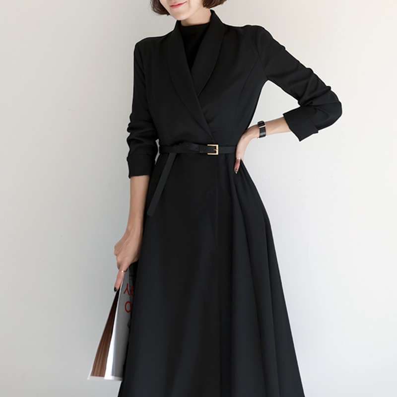 モード系ファッション エレガントなラップデザインワンピース