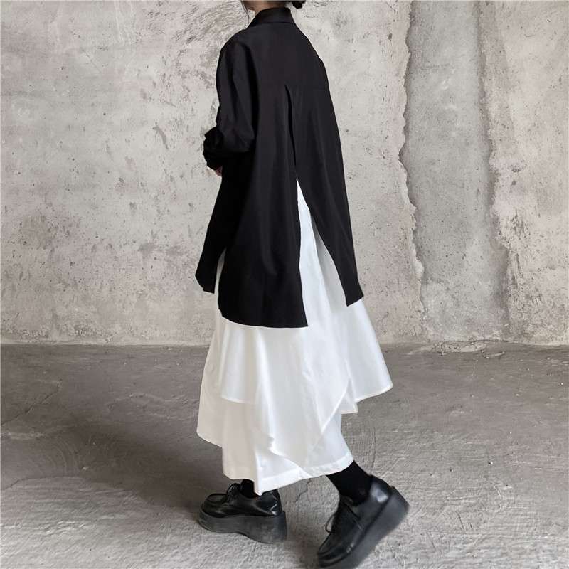 モード系ファッション アシンメトリーデザインフレアスカート