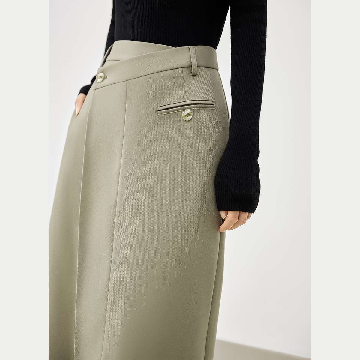 モード系ファッション ラップデザイン ロングスカート