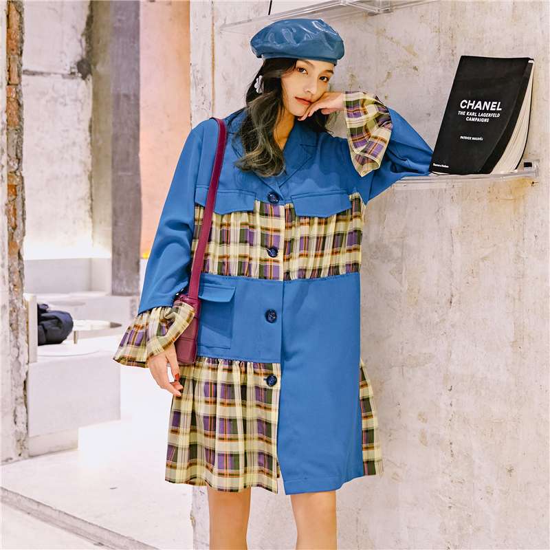 モード系ファッション エクレクティックブルーコートドレス