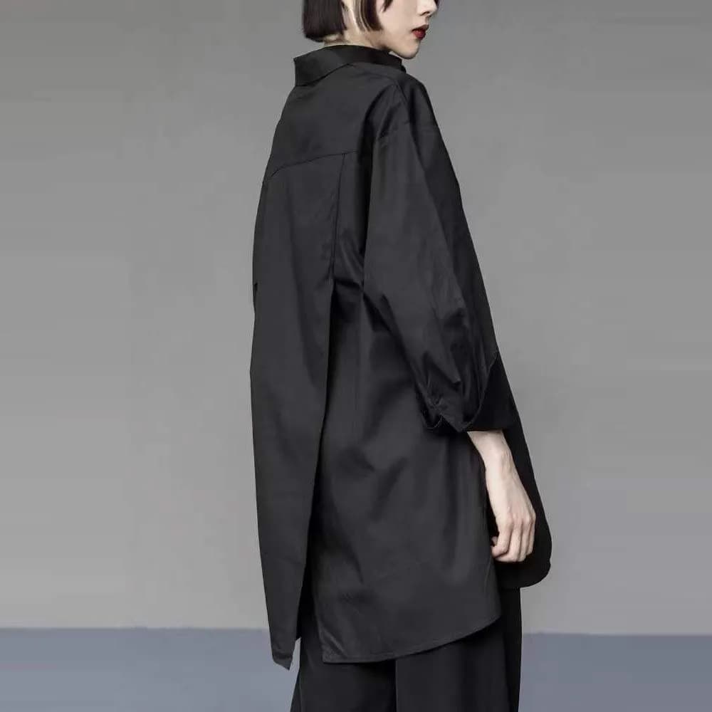 モード系ファッションング限定返礼品】  ユニセックス ロングシャツブラウス（白）