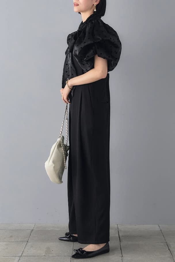 モードファッション ドット柄シースルーブラウス – モードな甘さをプラス
