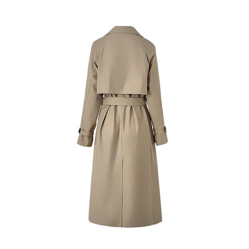 モード系ファッション 高級感漂うトレンチコート｜ロング丈｜ウエストベルト付き｜大人の洗練スタイル