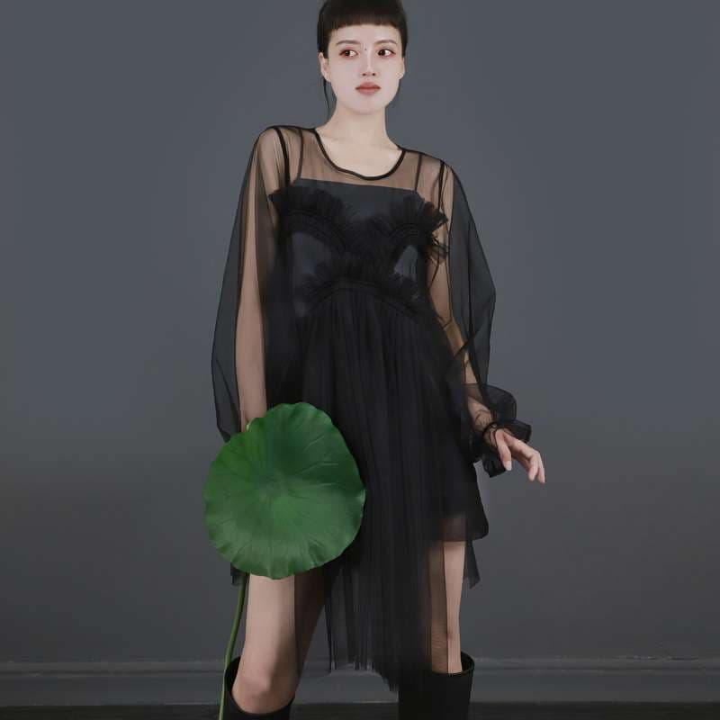 モード系ファッション エコーな花姫のチュールドレス