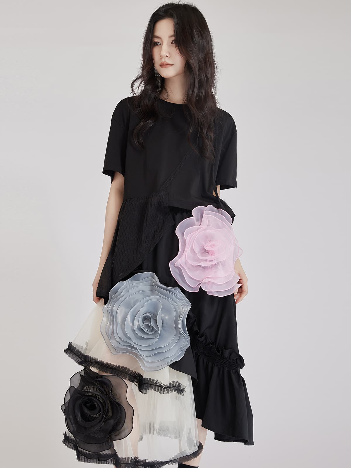 モード系 高見えアシンメトリーデザインTシャツ｜骨格ストレートも着映え｜オフィスカジュアルにも