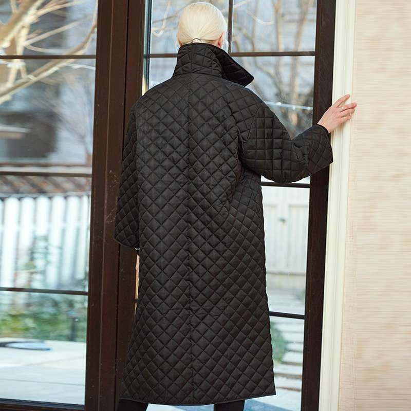 モード系ファッション キルティングロングコート