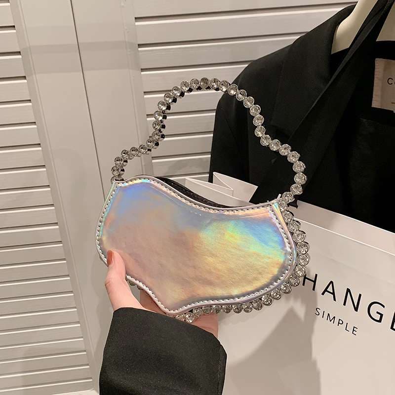 モード系ファッション ビジューストラップミニハンドバッグ