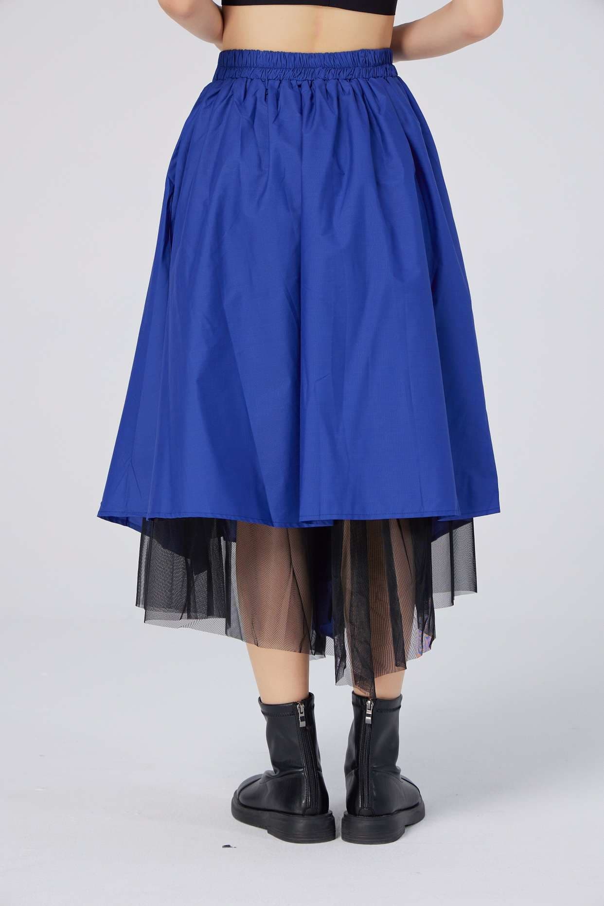 モード系ファッション アシンメトリーチュールレイヤードスカート