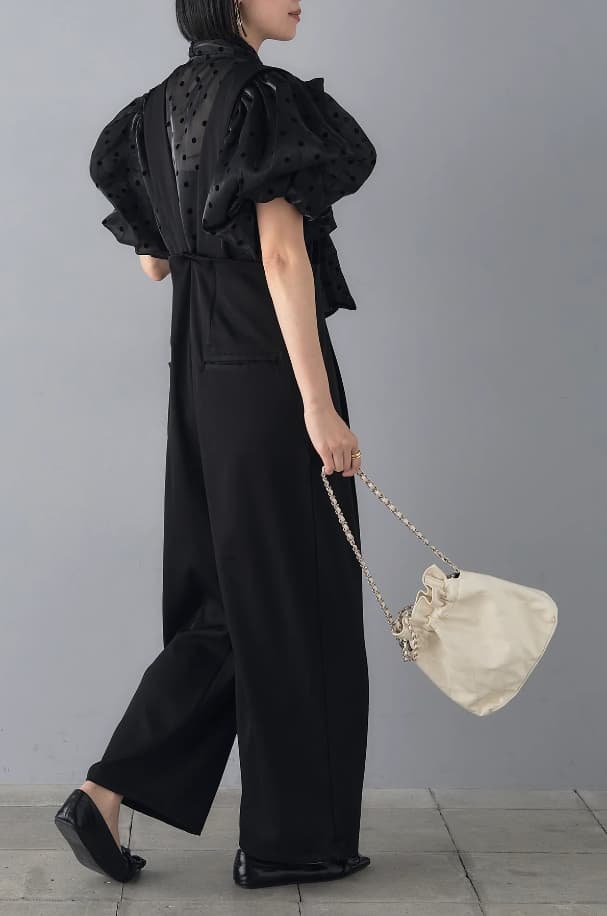 モードファッション ドット柄シースルーブラウス – モードな甘さをプラス