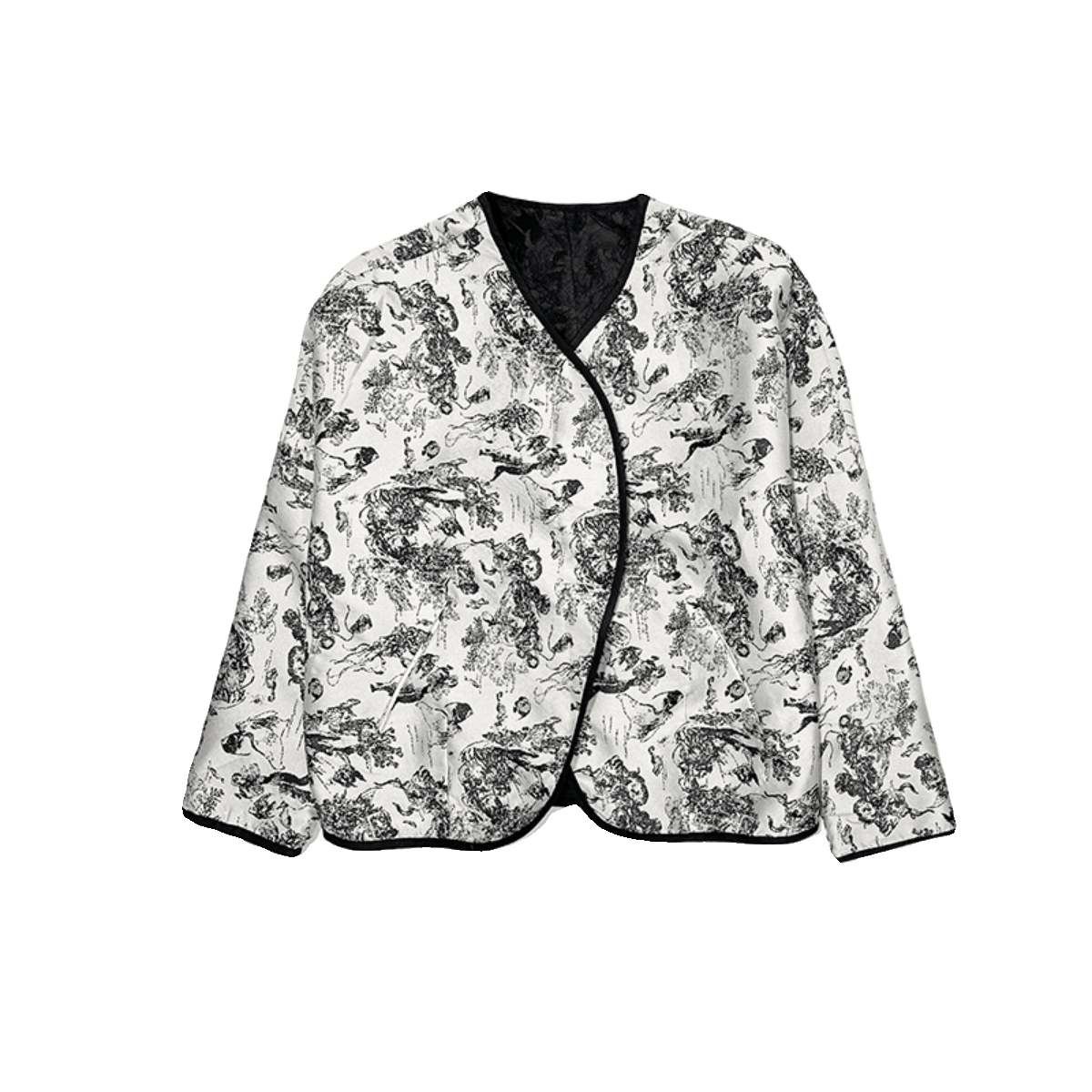 モード系ファッション 花柄刺繍リバーシブルキルティングジャケット