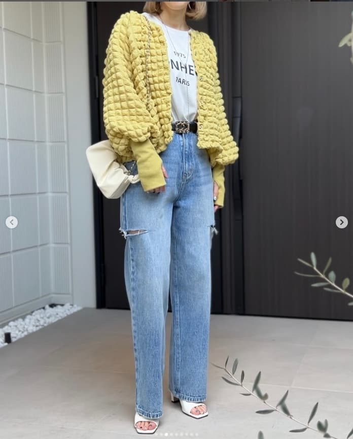 モード系ファッション ルーズフィット プチプラダメージデニムパンツ