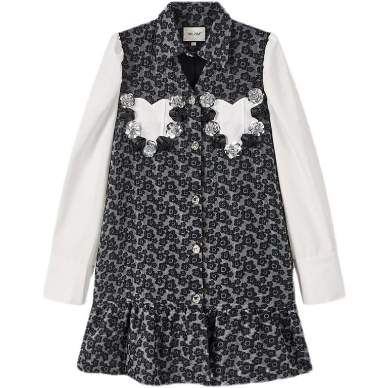 モード系ファッション ヴィンテージ風レオパード柄パフスリーブワンピース