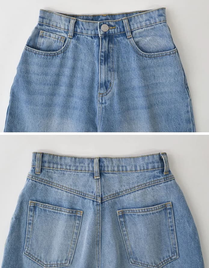 モード系ファッション ルーズフィット プチプラダメージデニムパンツ