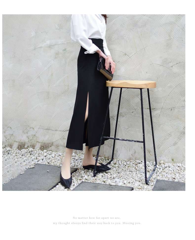 モード系ファッション サイドスリットロングスカート